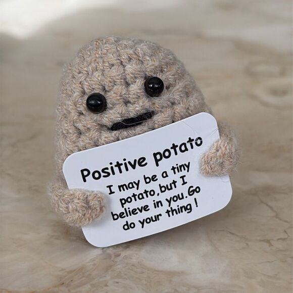 NEW! Positive Potato Motivational Emotional Support Crochet Ornament - Picture 1 of 7
